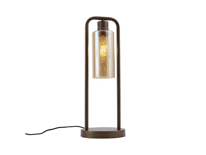 Lampe de table chic d'hôtel bronze foncé avec verre ambré -