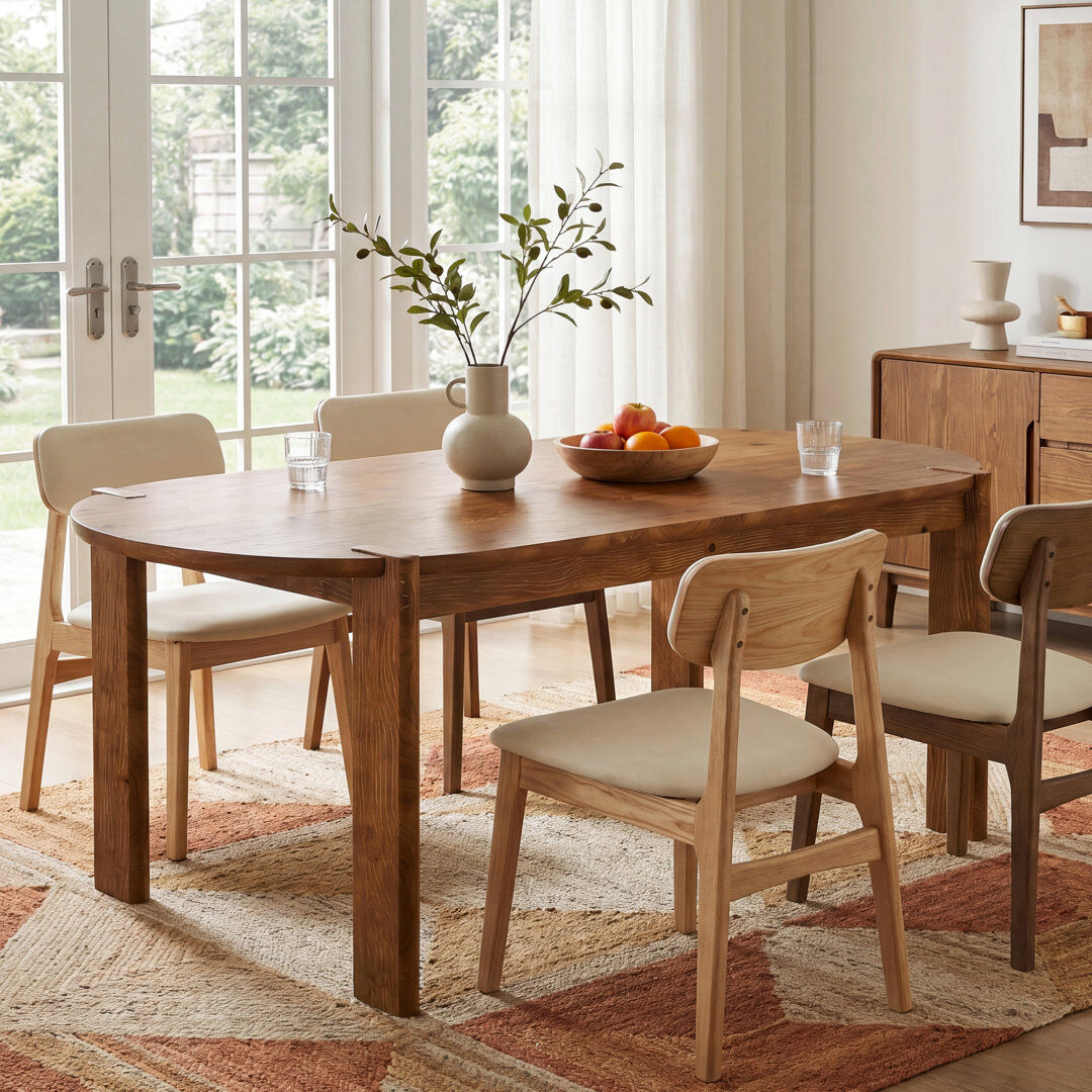 Blue Elephant Fir Dining Table with Wood Base Brown