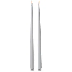 283 LED Stabkerzen ELLA Deluxe Tafelkerze 3D Flamme flackernd H: 38cm weiß 2St.