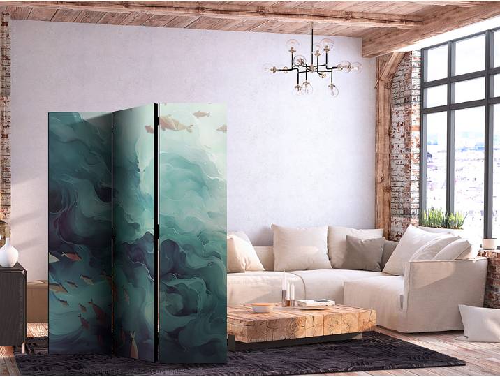 Paravent acoustique bancs de poissons Autres Gris 135 x 172cm