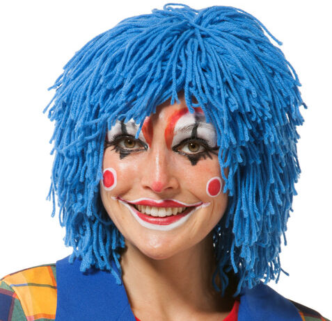 Wollperücke "Clown", blau