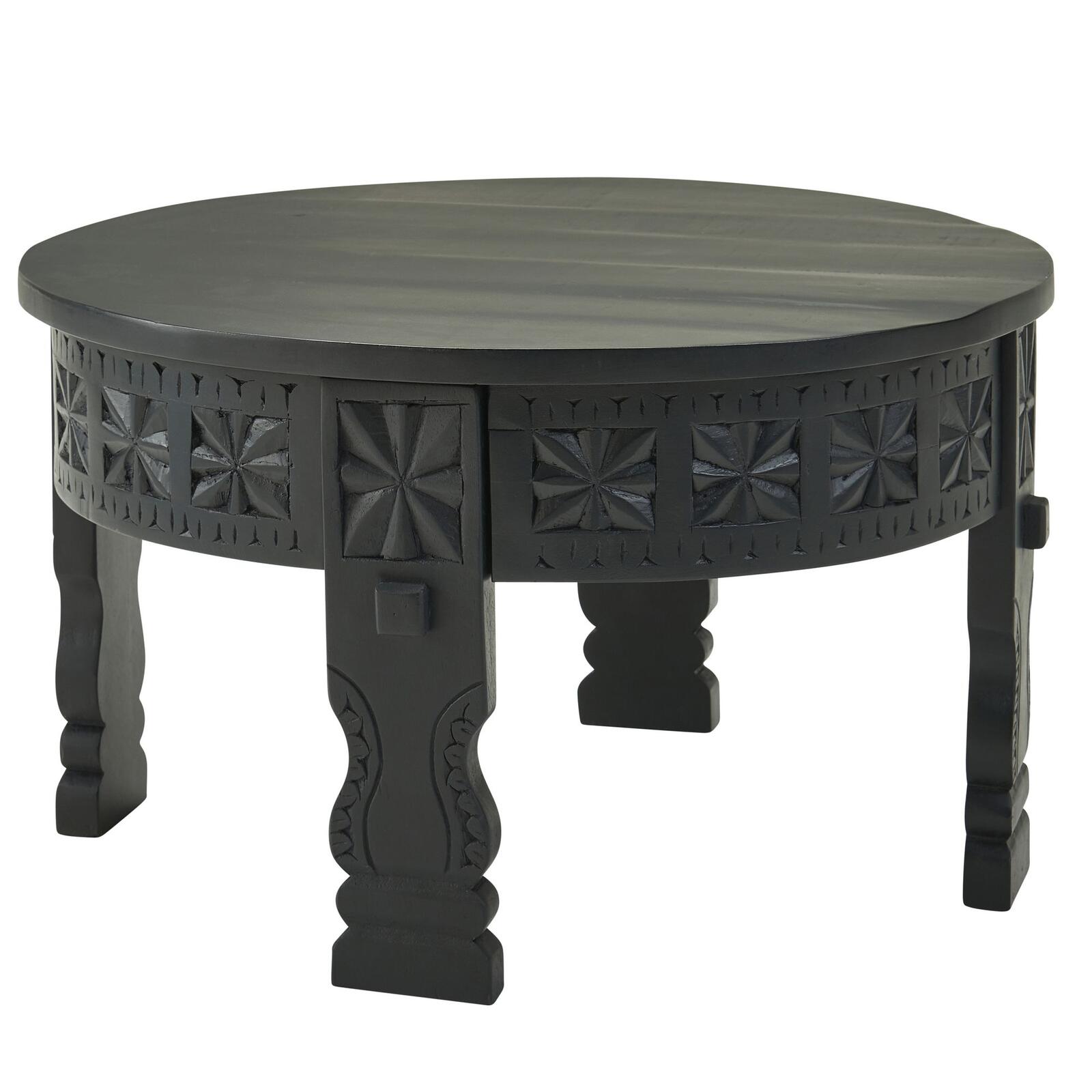 WOHNLING WL6.349 Design Couchtisch Schwarz Mango 60 cm x 60 cm x 36 cm