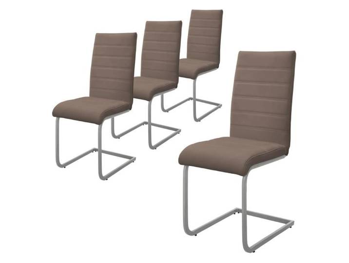 ML-Design Lot 4 Chaises de Salle à Manger Marron en Simili Design Cantilever Piètement Métallique Chaise pour Bureau Cuisine Salon