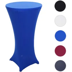 Set Stehtisch + Stehtischhusse HWC-J30, Bistrotisch Tischhusse, klappbar höhenverstellbar Ø 60cm ~ Husse blau