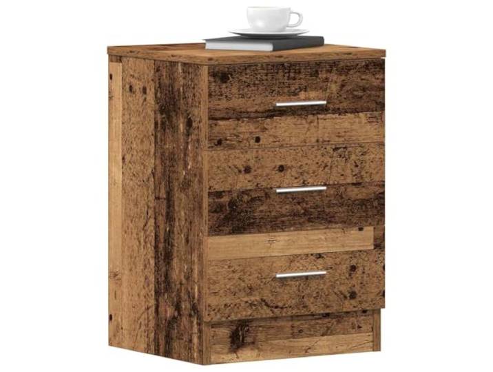 HEFZGDB Nachttische 2 STK. Altholz-Optik 38x35x55 cm Holzwerkstoff mit DREI Schubladen für effiziente Aufbewahrung und stabile Oberplatte, vielseitig als Beistelltisch verwendbar,