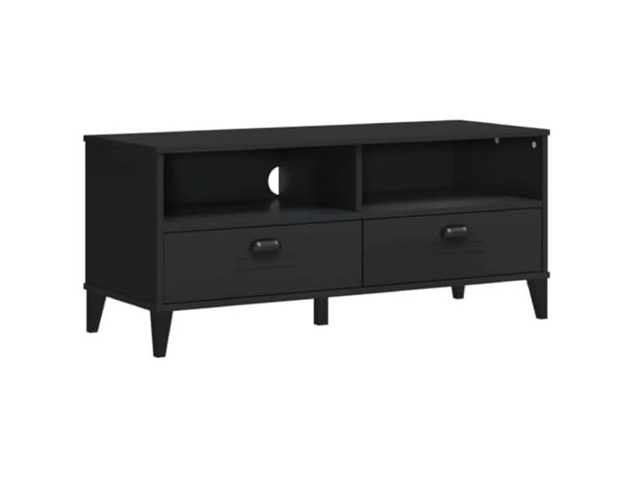 LKJephalotrope TV-Schrank VIKEN Schwarz Lowboard 106x40x46.5 cm Industrie-Lowboard für Wohnzimmer mit 2 Schubladen, 2 offenen Fächern und integrierter Kabelführung.
