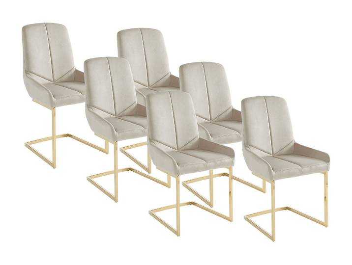 Stuhl 6er-Set - Samt & goldfarbenes Metall - Beige - BERLONA