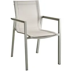 Gartenstuhl Delia aus Textilene und Aluminium, modern, hellgrau/off-white, stapelbar