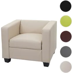Sessel Loungesessel Lille ~ Kunstleder, creme