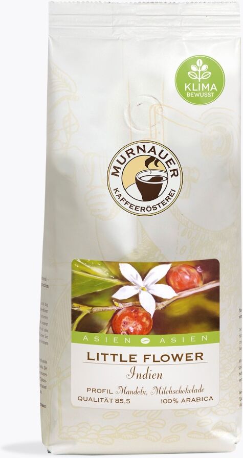 Murnauer Little Flower India 1 kg   Arabica Espresso   Intense melkchocolade & karamel tonen   India   Ganze Bohne