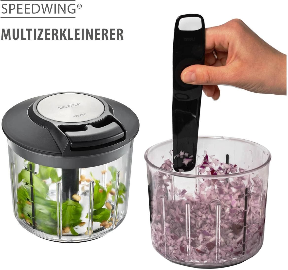 GEFU Zerkleinerer "Speedwing 800 ml", schwarz (schwarz, transparent), Zerkleinerer, Zerkleinerer schwarz, transparent Einheitsgröße