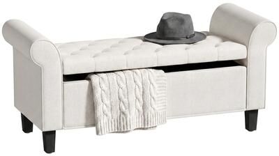 Kodotan sofa "47"" Storage Ottoman Bench, Tufted Long Ottoman with Storage Chest, Rolled Arms, Safety Hinge, Upholstered End of Bed Bench"