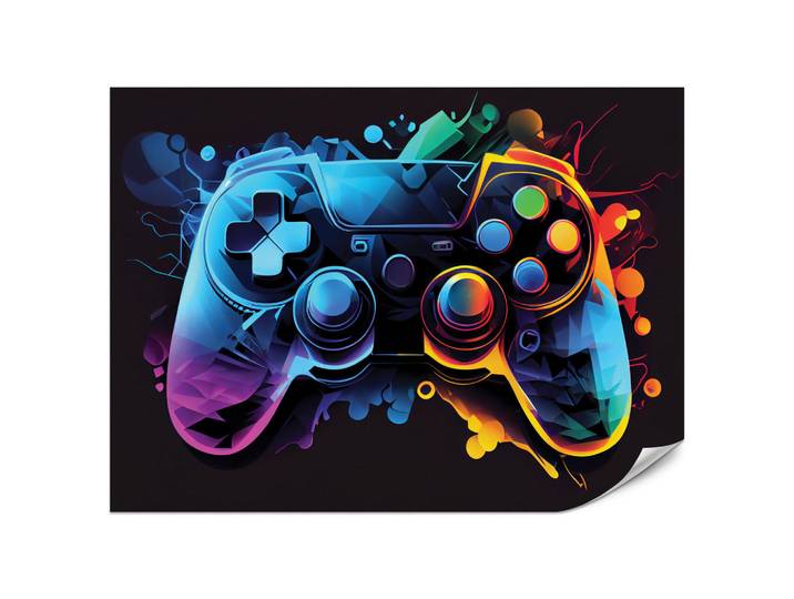 Muralo Fototapete Gamecontroller Abstraktion Moderne Muster 300x210, Rot, Violett, Grün, Gelb, Orange, Schwarz, Papier, Spiel/Spielzeug, Rechteckig, 300x210 cm, Tapeten & Wandverkleidungen, Fototapeten