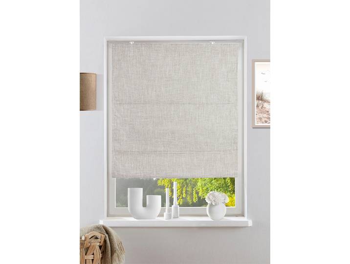 Rollo OTTO HOME RIOLA , beige (braun strukturiert), B:60cm H:210cm, Polyester, Rollos, Rollo, Faltrollo in trendiger Leinenoptik, einfache Montage