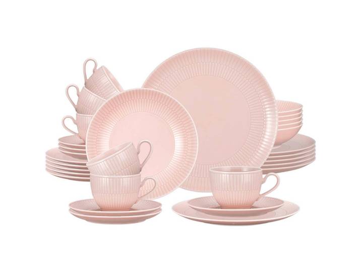 Seltmann Weiden Kombi-Service Amina Rosé 30-tlg., Rosa, Keramik, 30-teilig, Rund, 2x2x2 cm, Geschirr, Geschirrsets, Kombiservice