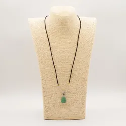 Cord Necklace Gemstone Pendant - Jade Turtle