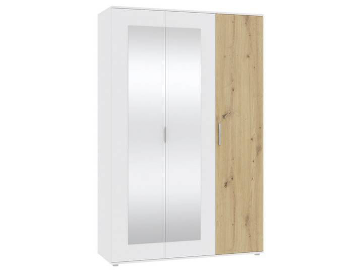 Drehtürenschrank 135/210/52 cm Weiss, Eiche Artisan