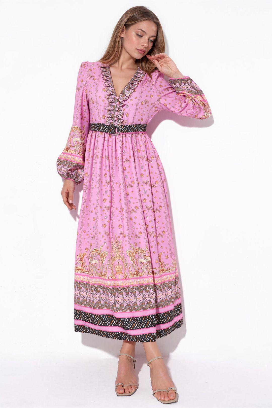 Blumen-Midi-Kleid mit Gürtel