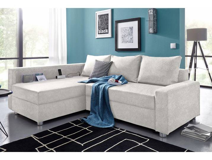 COLLECTION AB Relax L-Form, B: 223 cm Schlaffunktion, Bettkasten, Regal & 1 Zierkissen, optional Licht