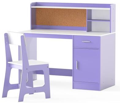 Costway Kids Study Desk and Chair Set Student Table and Chair-Purple