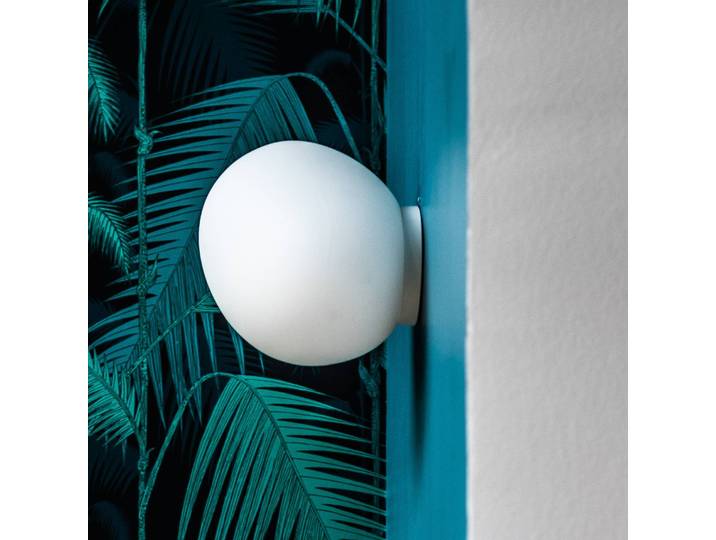 Foscarini Designer Wandleuchte Gregg piccola, dimmbar, weiß / opal, für Flurbereich, Glas, Design