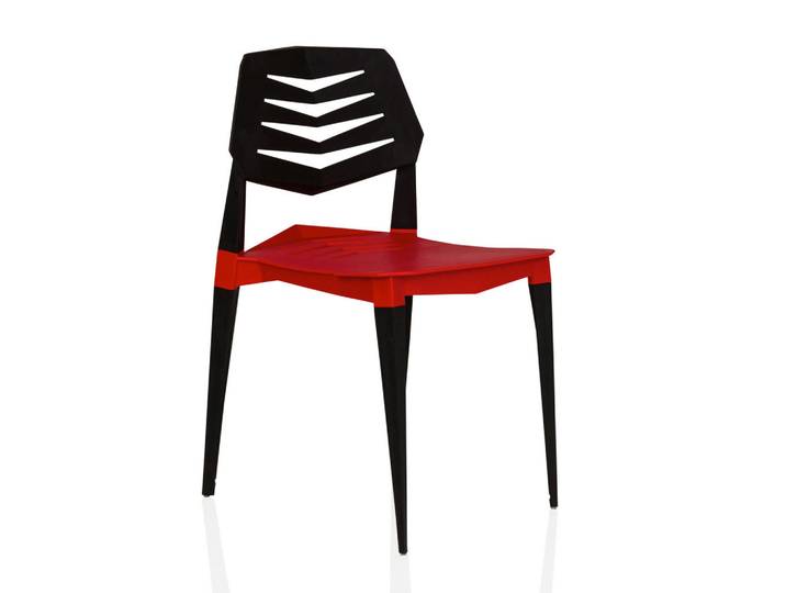Gardenson Gartenstuhl, Rot, Schwarz, Kunststoff, 48x82x53 cm, abwischbar, Gartenmöbel, Gartensessel, Gartenstühle