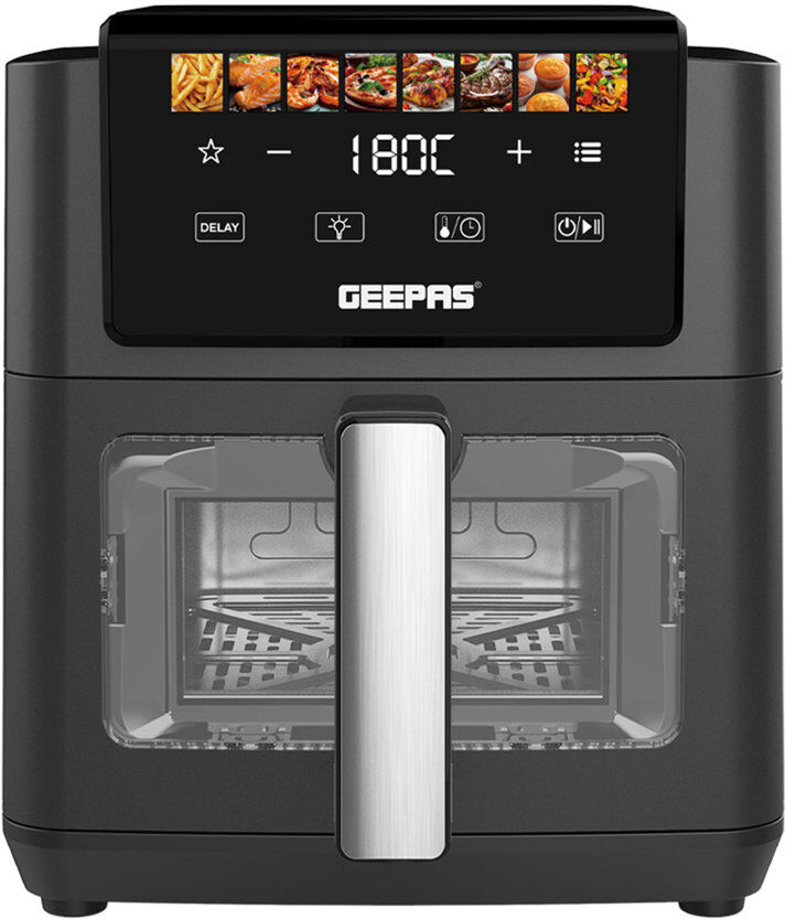 GEEPAS Vortex 5L Digital Air Fryer, 8-in-1 Family Air Fryer with LED Touchscreen, Adjustable Temperature 40–200°C, Non-Stick Basket, 30-Min Timer, Oil Black 5L