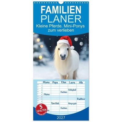 Familienplaner 2027 - Kleine Pferde. Mini-Ponys zum verlieben mit 5 Spalten (Wandkalender, 21 x 45 cm) CALVENDO