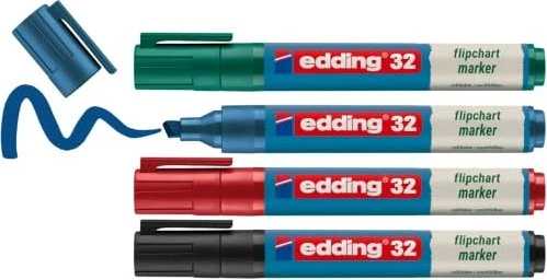edding 32 Ecoline Flipchart-Marker farbsortiert 1,0 - 5,0 mm, 4 St.