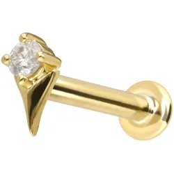 14 Karat Gold Labret mit Push Fit MOISSANIT + PFEILSPITZE
