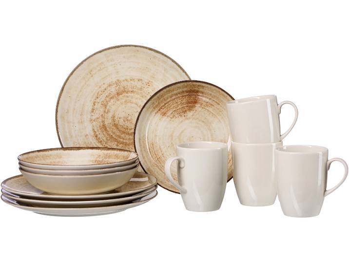 Kombiservice RITZENHOFF & BREKER Geschirr-Set, Service Siena , braun, 12 Stk., Porzellan, Geschirr-Sets, Kombiservice, keramischer Digitaldruck, 12 Teile, für 4 Personen