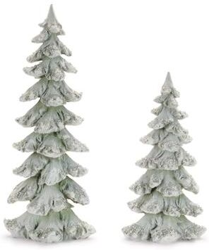 Melrose International Frosted Evergreen Tree (Set of 2)
