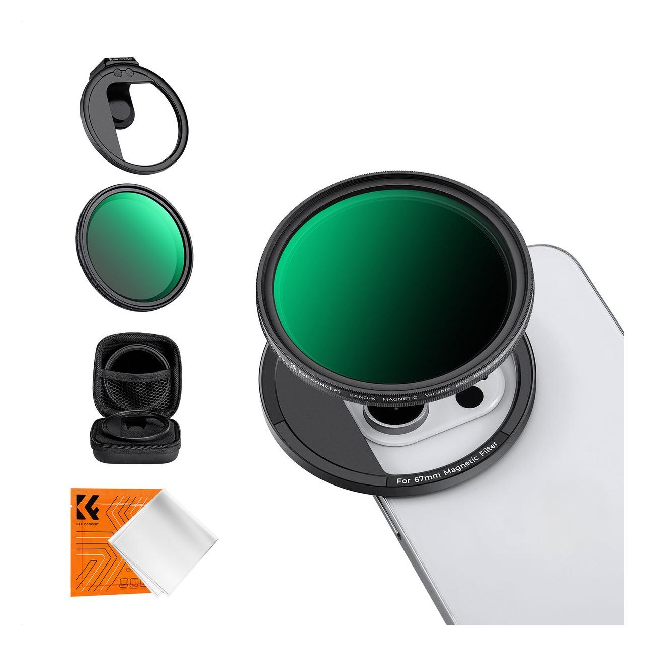 K&F Concept 67mm Magnetic Phone Clip + 67mm Magnetic ND232 Filter, HD, Coated, Waterproof, Scratch-resistant, C (KF01.2674)