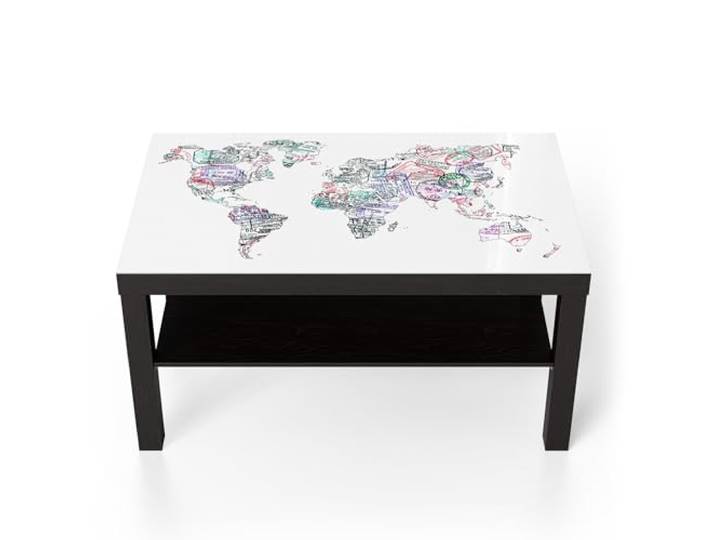 DEQORI Glastisch schwarz groß 90x50 cm Motiv Welt der Abenteuer ausgefallener Beistelltisch aus Glas Hochglanz Couchtisch fürs Wohnzimmer moderner Couch Tisch mit Design