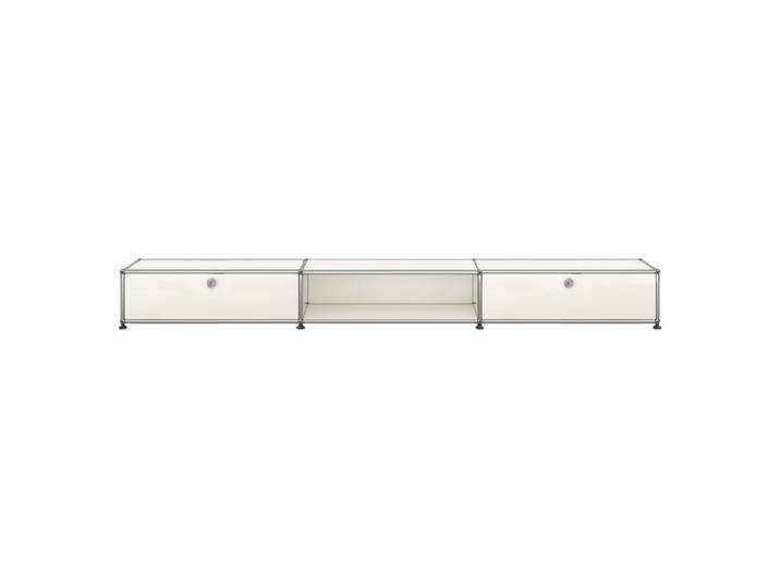 USM Haller Kommode 3-fach breit 2 Schübe niedrig weiß ohne Schloss reinweiß 228x21.5x38 cm