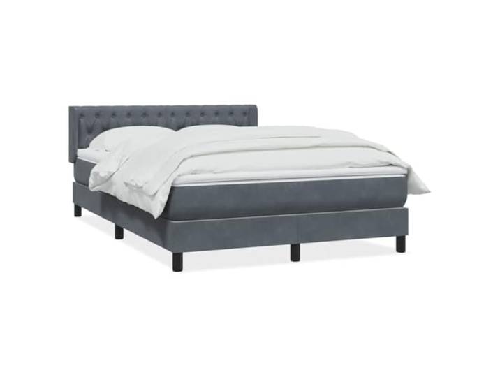 LKJephalotrope Boxspringbett 160x210 cm Dunkelgrau mit Matratze & Topper Komplettes Polsterbett fürs Schlafzimmer mit verstellbarem Kopfteil, Taschenfederkernmatratze und waschbarem Topper.