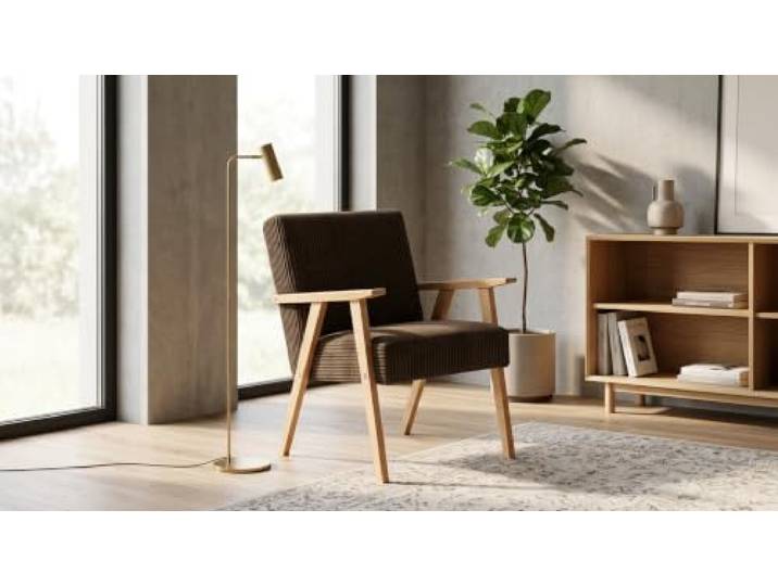 Family Meble Sessel Soler Apollo – Retro-Sessel im Vintage-Stil mit Stoff-Bezug – Braun · 6