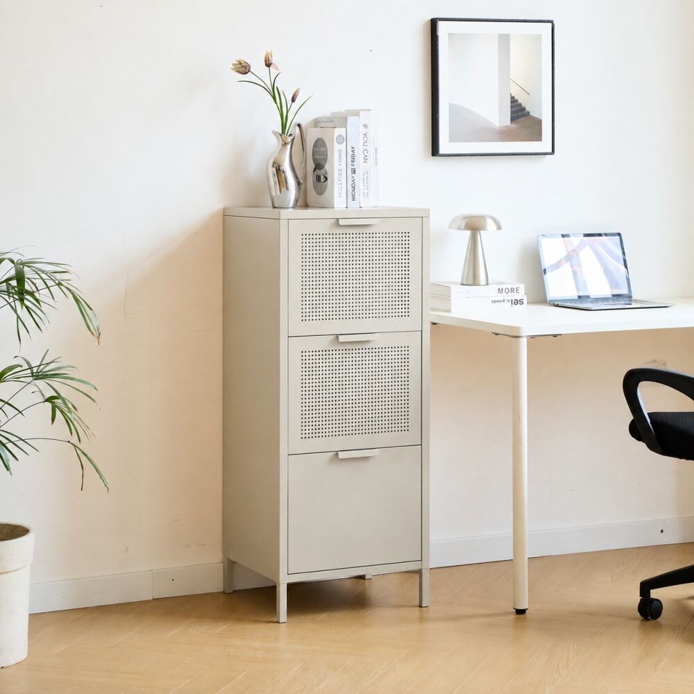 Nordlys Mueble de almacenaje 3 cajones en metal beige