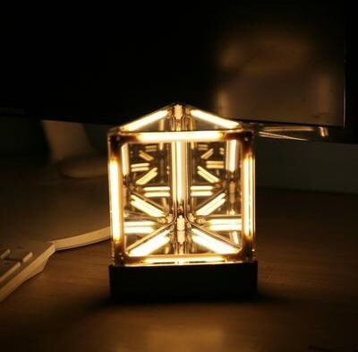Universal Stock Levita Cube Magnetic Levitation Lamp Floating Cube LED Desk Lamp For Gaming Room Decor triangle yellow