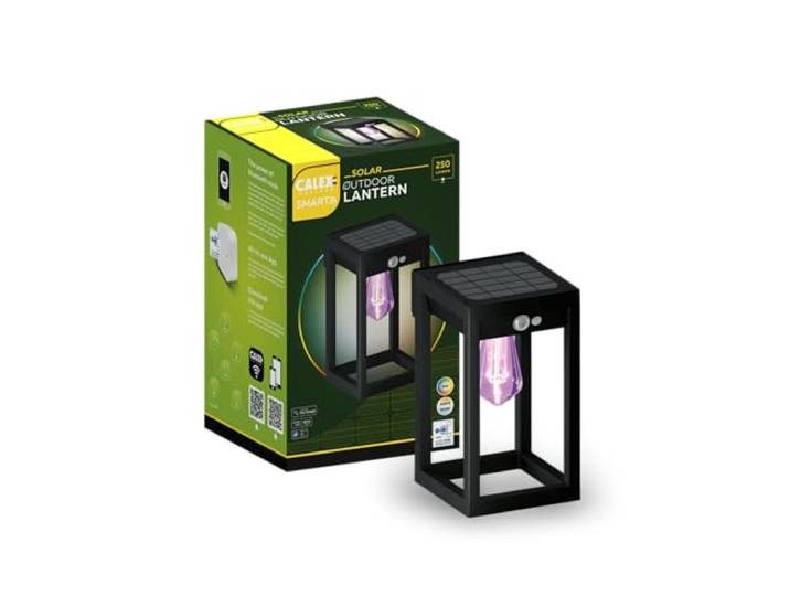 CALEX Smart Outdoor Solar LED Wandleuchte, integriertes LED, wasserdicht, App- & Sprachsteuerung, Schwarz