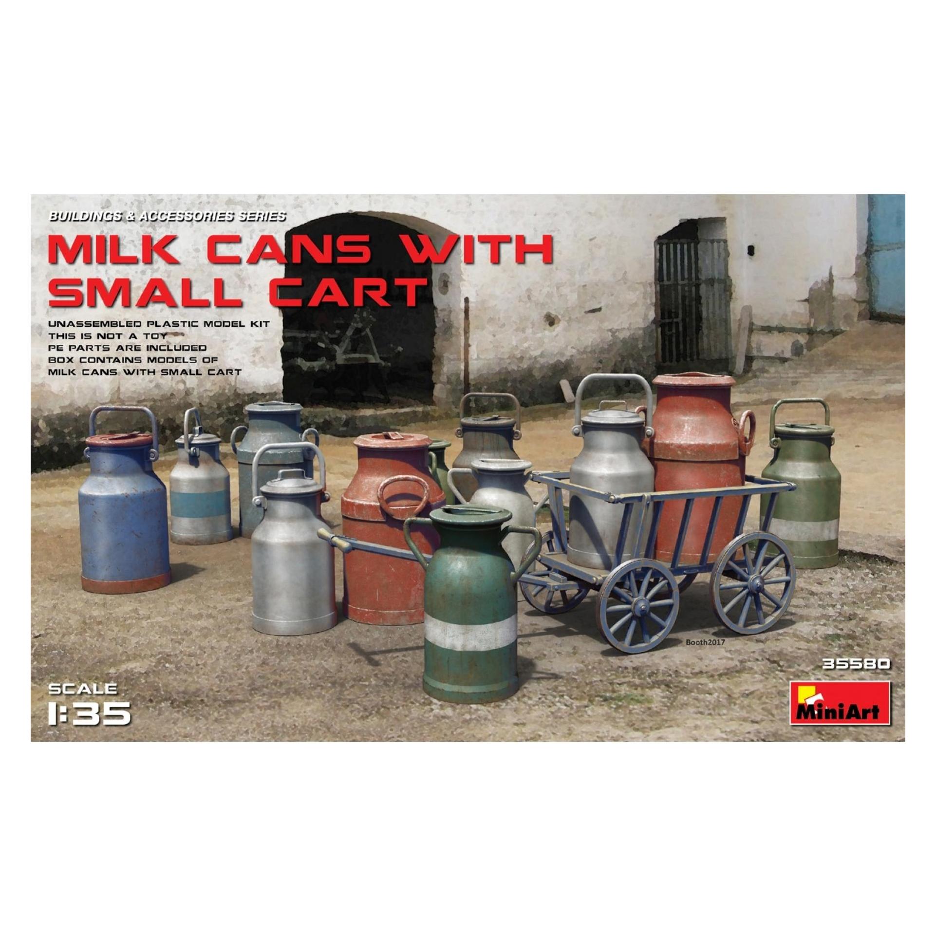 Mini art Milk Cans with Small Cart (35580)