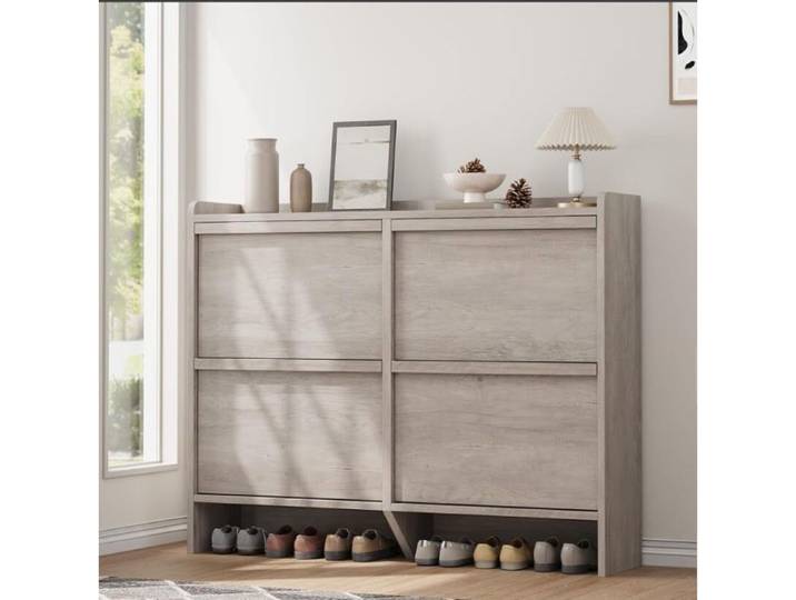 Meuble à chaussures armoire à chaussures à 4 niveaux en bois Design moderne 4 tiroirs rabattables étagère réglable