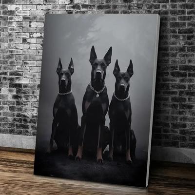 Inspired Living Black & White Doberman Wall Art Fashion Dog Canvas Print For Modern Living Room Decor 40x50cmframeless 2