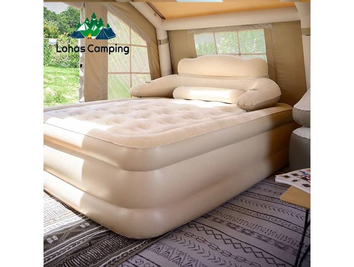 Loha Camping-Lit pneumatique gonflable automatique avec dossier, matelas électrique de camping, 40cm, recommandé, coussin d'air de tente, polymère, sol