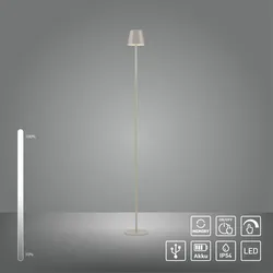 JUST LIGHT JUST LIGHT. Akku-Stehleuchte EURIA, 1x LED-Board/2,50Watt/3000Kelvin, IP54, Greige
