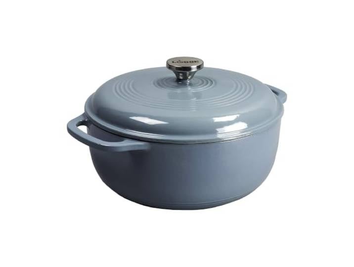 Lodge Schmortopf aus emailliertem Gusseisen mit Deckel, Doppelgriffe, ofenfest bis 260 °C oder auf dem Herd, zum Marinieren, Kochen, Backen, Kühlen und Servieren, Sturmblau