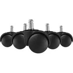 FineBuy 5er Set Rollen für Bürostuhl 11 Teppichbodenrollen 50 mm Weichbodenrollen