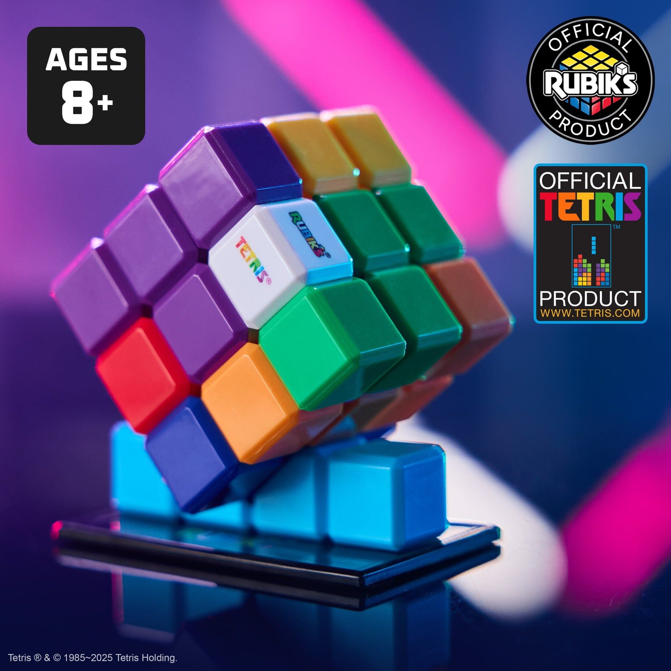 Spin Master Rubik's x Tetris Cube Tetrimino Matching Puzzle, 3x3 Brainteaser Puzzle for Adults and Kids, Official Rubik's x Tetris Puzzle