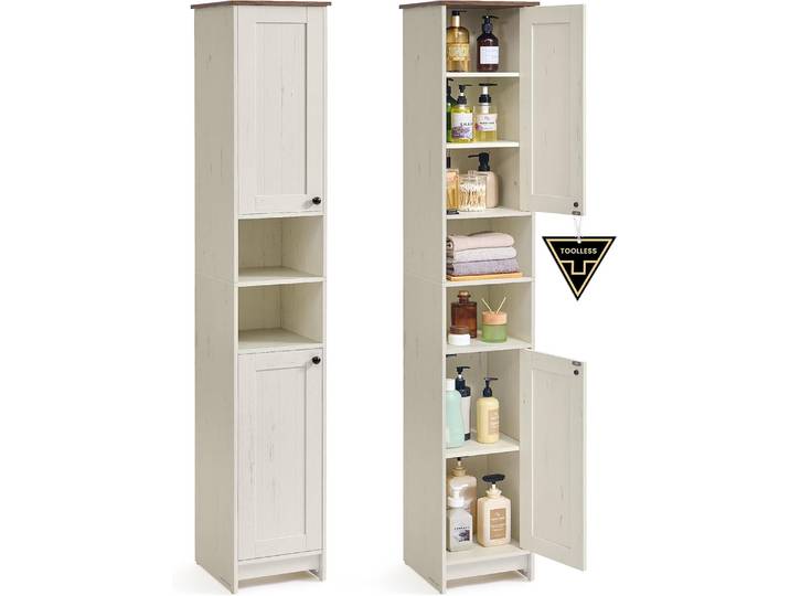Badezimmerschrank schmal 30x30x170 cm verstellbare Ablagen