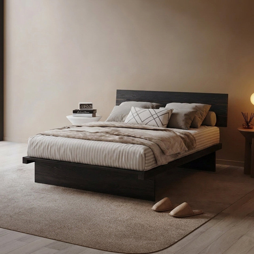 Ebern Designs Hardee Solid Wood Bed Black Wash Single (3')